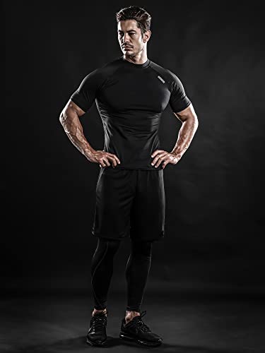 DRSKIN 3, 2 or 1 Pack Men's Compression Shirt Short Sleeve Top Baselayer Sports T-Shirt Athletic Running Active Workout3