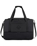 WANDF Travel Duffel Bag with Wet Pocket & Shoe Compartment, 18x14x8 Personal Item Bag with USB Charging Port, Water-Resistant Gym Weekender Overnight Carry-on for Women Men (Black)