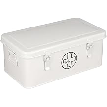 First Aid Box, First Aid Kit Supplies Bin, First Aid Organizer Medicine Storag Box, Metal Storage Box with Safety Lock for Home Emergency Tool Se - White