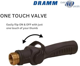 One Touch Durable Valve with One Touch Thumb Controlled On/Off Valve, Full Water Flow and Heavy Duty Construction, Black