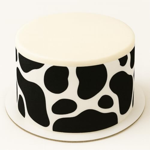 Traditional Black & White Cow Pattern Edible Cake Border Strips-3-2.5"x10"