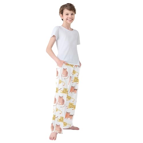 Boys' Pants Cute Wild Cats Jungle Animal Long Bottoms Jogger Pants Elastic Waist Trousers with Pockets S-XL4