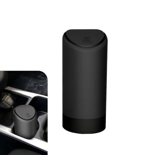 Image of 1 PC Car 2.5 inch x 6.2 inch Interior Trash Can, Cup Type Embedded Integrated Multi-Function Storage Bucket, Silicone Portable Waterproof Small Trash Can with Lid, Universal for Cars Home (Black)