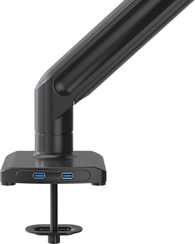 Image of Redragon GMK916 Ultrawide Monitor Mount with USB - Gas Spring Adjustable Arms with VESA 75 /100mm, 15-49 Inch Screen Compatibility, C Clamp & Grommet Base, Cable Management, 44lbs Load Capacity