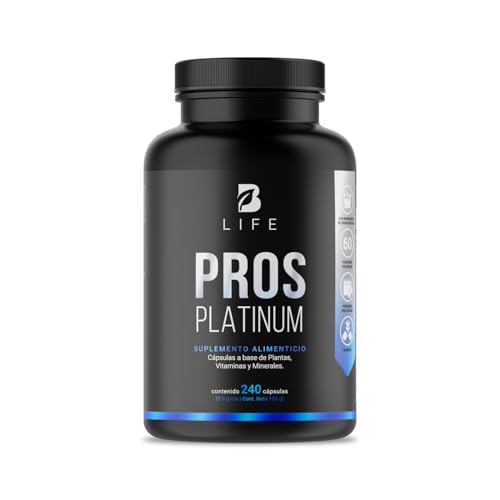Productos Para La Próstata, Fórmula de Ciruelo Africano, Selenio, Cúrcuma, Zinc, Semilla de Calabaza y D3. Ingredientes Naturales con 2000 mg por porción y 240 caps. Pros Platinum B...