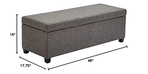 First Hill Fhw Storage Ottoman Bench Avalon Linen Rectangular, Large, Slate Grey #TOP2