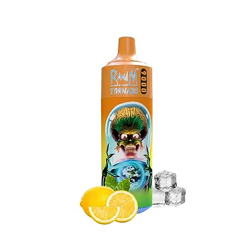 R and M Tornado Rechargeable Disposable Vape Pens, 9000 Puffs Starter Kit, Fruity Flavours, E-Cigarettes, No Nicotine, 2ml Cartridge Capacity, Draw-Activated Vape Pen, Smooth Vaping (LEMON LIM)