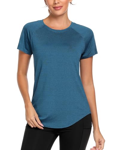 Wayleb Women's Sports T-Shirt Gym Yoga Workout Tops for Women Crew Neck Running Fitness Athletic Short Sleeve Loose Tee Cobalt Blue Wayleb Women's Sports T-Shirt Gym Yoga Workout Tops for Women Crew Neck Running Fitness Athletic Short Sleeve Loose Tee Cobalt Blue