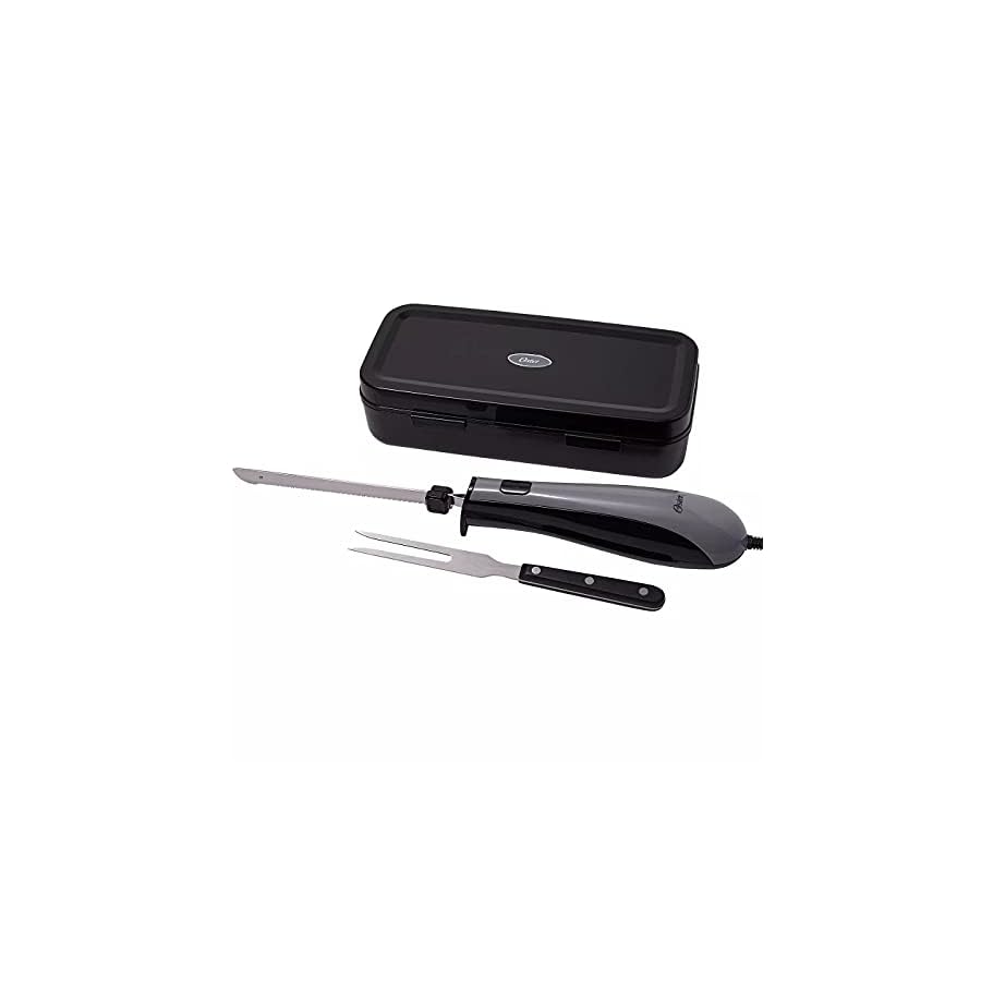 Oster-Electric-Knife-wCarving-Fork-With-Case-Cut-Turkey-Chicken-Meat-BlackGrey Oster Electric Knife w/Carving Fork With Case Cut Turkey Chicken Meat Black/Grey