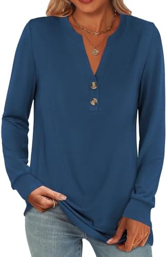 ANRABESS Women's Long Sleeve Shirts 2025 Fall Henley Business Casual Tops Cute T-Shirts Work Blouses Outfits Vacation Clothes