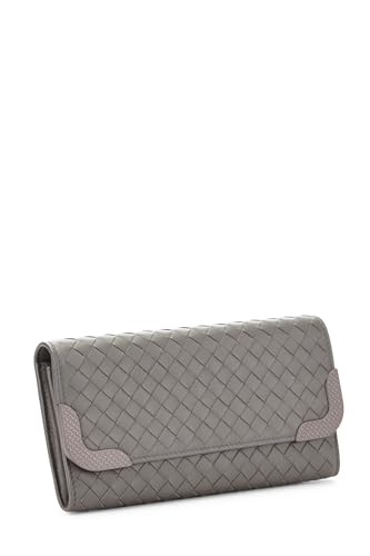 Pre-Loved Grey Intrecciato Continental Wallet, Grey2