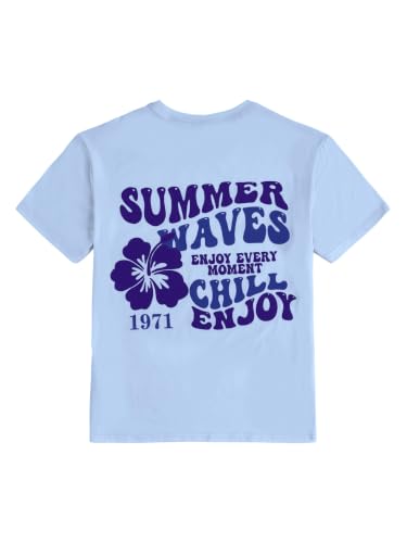 Image of SOLY HUX Girl's Short Sleeve Graphic Tees Crew Neck Beach Tops Casual Summer T-Shirts