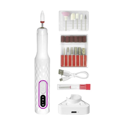 Lima eléctrica profesional para uñas | Lima portátil para lijado de uñas de gel acrílico, herramienta de aseo de manicura y pedicura de 15000 RPM con 3 velocidades ajustables para moler, pulir y