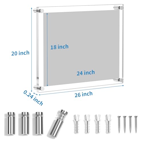 Aitee Large Acrylic Floating Picture Frame 18×24,Clear Photo Frame Wall Mount thumb #1