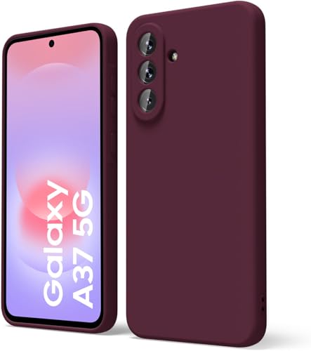 Image of DIZORO Microfiber Candy Case Compatible for Samsung A37 5G Smooth Touch Cushion Liquid Soft Silicone Gel Rubber Phone Cases Non-Slip Full Body Protective Shockproof Back Cover (Wine)
