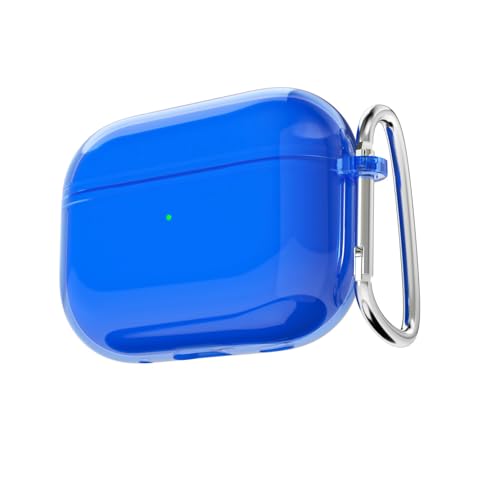 LoeoeL for Airpods Pro 2 Case Clear, Transparent Silicone Cute Girly Airpods Pro 2nd 1st Generation Case with Keychain, Hard Shell Plastic Airpods Cover Accessories for Women Girl, Neon Blue