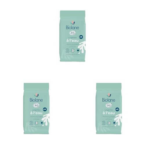 BIOLANE – Lingette à l'eau Pocket BIO – 15 Lingettes Naturelles Composées à 99% d’Eau pour tout le Corps de votre bébé – Utilisables dès la Naissance –...