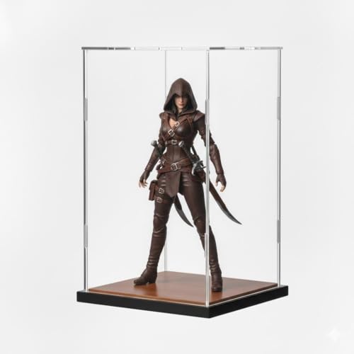 Image of RAPAL 7 x7 x 11 inch Display Case for Collectibles SELF Assemble Clear Acrylic Display Box with Wooden Base Alternative Glass Case for Display Action Figures Home Storage