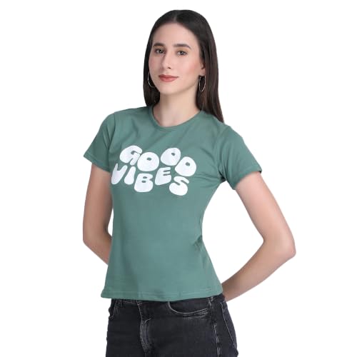 Image of Women's Slim Fit Graphic Printed T-Shirt | Soft 100% Cotton Fabric | Round Neck Half Sleeve Casual Top, Travel & College Pack of 2 Set
