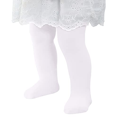 Zando Stretchy White Tights Toddler Ballet Tights for Baby Girl 12-18 Months - Ultra Soft Colorful Toddler Girls Leggings 18-24 Months for Dance Daily Party 12-24M