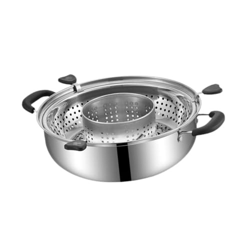 Bothyi Rotating Hotpot Pot Soup Pot Separating Pot Divided Hot Pot Boat Basin for Dumpling Family Gathering Home Restaurant, A
