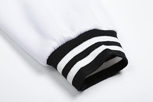 Image of Varsity Jacket Women Men's Baseball School Uniform Button Up Unsex Adult Long Sleeve Coat Fashion Jacket