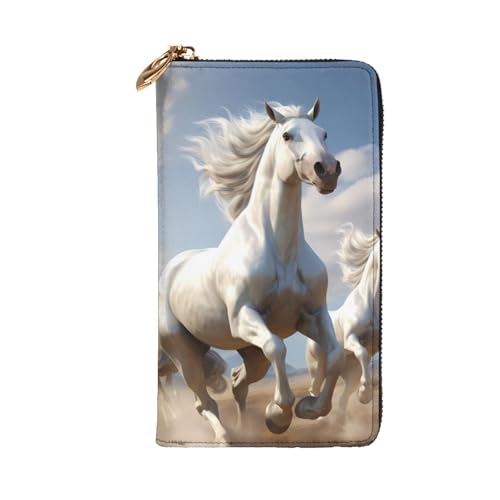 Horses Prints Leather Long Clutch Wallet for Fashionable Girls and Women - Durable, Stylish, and Functional, Black, One Size2