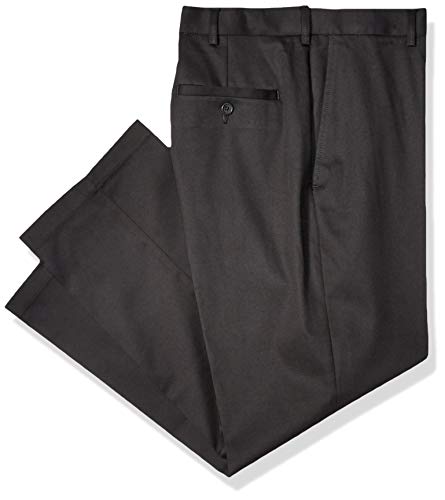 Haggar Men's Big-Tall Premium No Iron Classic Fit Expandable Waist Plain Front Pant, Black, 44Wx38L