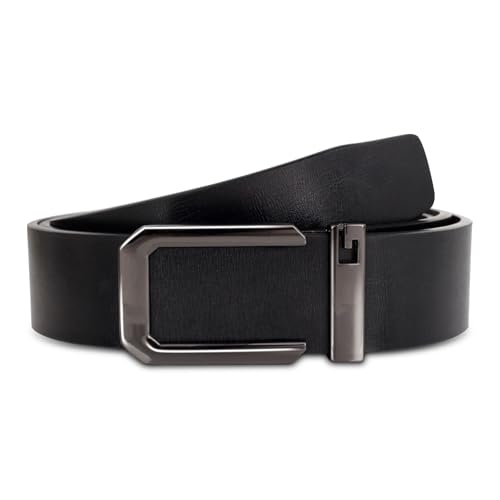 Image of Aurolran Men&Womens Leather Dress Belt Business Automatic Buckle Belt Color-Black Silver Gold