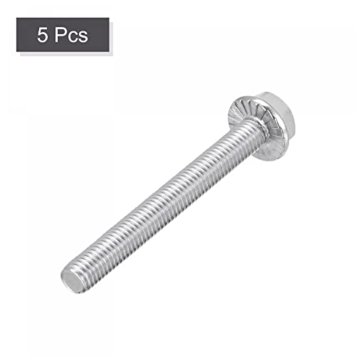 Image of uxcell M8x65mm Hex Serrated Flange Bolts Screws Metric Thread 304 Stainless Steel 5pcs