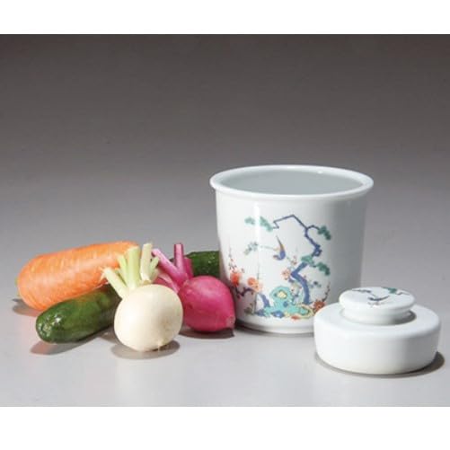 Amazon｜日本陶彩 有田焼一夜漬け 漬物器 重石・蓋付き 松竹梅