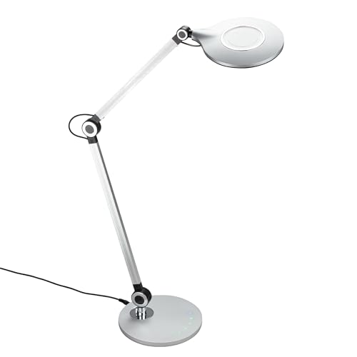 BRILONER - LED Schreibtischlampe mit Touch, stufenlos dimmbar, einstellbar von warmweiß bis kaltweiß, Tischlampe, Lampe, Nachttischlampe, Tischleuchte, Deko, Bürolampe, 20x74 cm, Silberfarbig