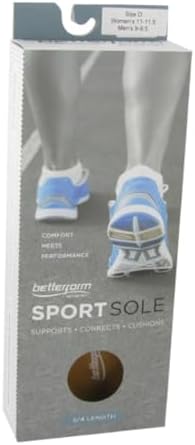 Betterform SportSole Orthotic Arch Supports Replacement Shoe Insoles 3/4 Length Men 10-10.5 / WOM 12-12.5 Size E image 4