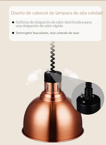 Miniatura 8 de Lámpara De Calor De Alimentos De Acero Inoxidable, Calentadores De Comida Con Interruptor Basculante, Lampara Calentamiento Para Restaurante Buffet Fiestas, Ltura Ajustable De 65-170cm Size:2 Pcs