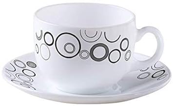 E-EZRA Misty Drop Opal-Ware 160 ML Cup & Saucer - Set of 12