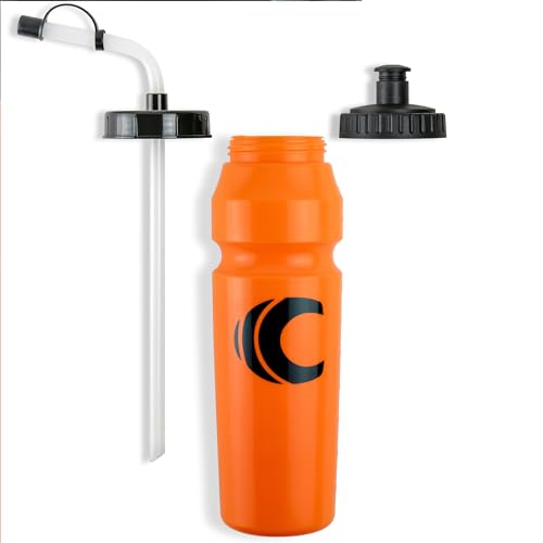 Image of Cannon Sports 1 Liter Sports Water Bottle, BPA-Free, 34 Oz Capacity, Large Mouth, 2 lids (Straw and Squeeze), Great For Helmet Sports Such As Hockey, Lacrosse, Football, Boxing (Orange)