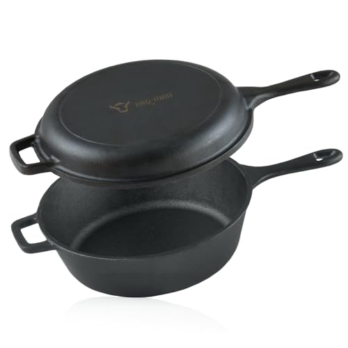 BBQ-Toro Gusseisen Topf mit Pfannendeckel | 5 Liter - schwarz | Gusseisenpfanne Grill, Gusseisen Topf für Gasgrill | Brotbackform, Dutch Oven Set, Gusspfanne, Feuerpfanne, Backofen Feuertopf BBQ-Toro Gusseisen Topf mit Pfannendeckel | 5 Liter - schwarz | Gusseisenpfanne Grill, Gusseisen Topf für Gasgrill | Brotbackform, Dutch Oven Set, Gusspfanne, Feuerpfanne, Backofen Feuertopf