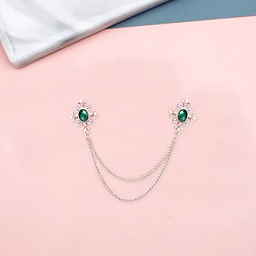 Image of Anmpab Cross Crystal Tassel Chain Brooch Gold Silver Tassel Collar Pins Broochs Rhinestone Lapel Pin for Men Women Suit Accessories
