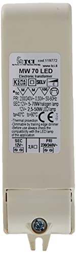 TCI MINIWOLF 70 12V AC LED Transformator 1-50W Retrofit 119772, 107x34x21mm, Weiß