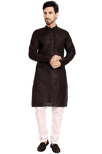 SKAVIJ Men's Tunic Cotton Casual Kurta Pajama Indian Traditional Ethnic Wear Dress Set