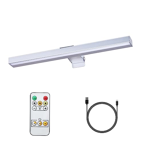 Image of Wierelss Picture Light,16inch Picture Light Battery Operated,Remote Control Painting Light with Timer and Dimmable, Full Metal Dartboard Light for Portrait,Display,Wall,Artwork,Gallery,Silver