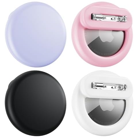Air Tags-4 Pack Apple Kids Hidden Case, Airtag Tracker for Kids, AirTag Hidden Kids Holder with Invisible Pin, Anti Lost, for Kids, Elderly, Luggage, Clothing (Black White Pink Purple) Cover