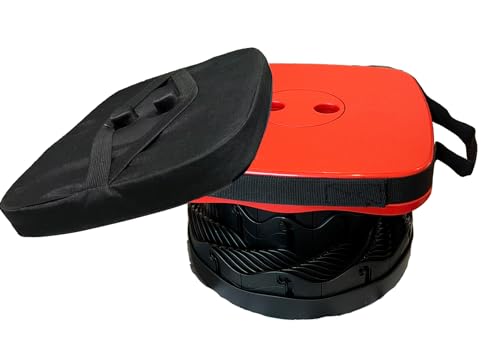 Image of Outward Gear Portable Collapsible Stool Set - Heavy Duty Square Collapsible Stool + Thick Seat Cushion - 550lbs Load Capacity for Camping Travel Picnic Gardening (Red /Black)