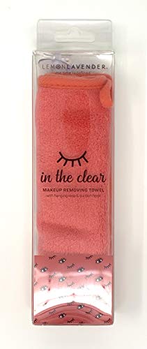 Lemon Lavender in The Clear Makeup Removing Towel with Hanging Loop and Suction Hook (Pink)