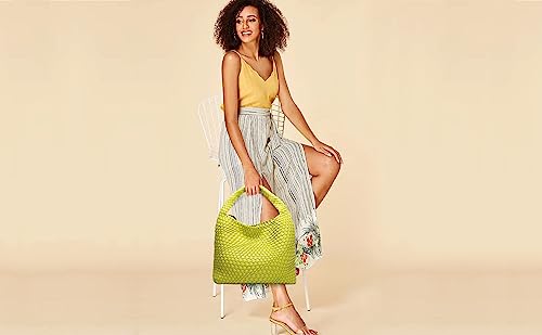 Queenoris Fashion Woven Purse for Women Top-handle Shoulder Bag Soft Summer Hobo Tote Bag2