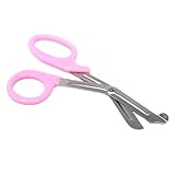 HTI Trauma Shears 7.25' All-Purpose Stainless Steel Paramedic, ER Nurse, EMT, EMS, First Responder Tactical Scissors with Serrated Blade for Outdoor Camping Rescue Tool (Baby Pink Handle)