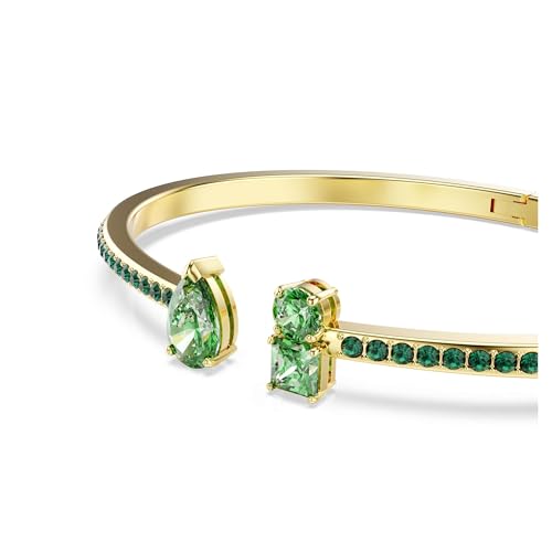 Swarovski Matrix cuff, Mixed cuts, Green, Gold-tone Finish4