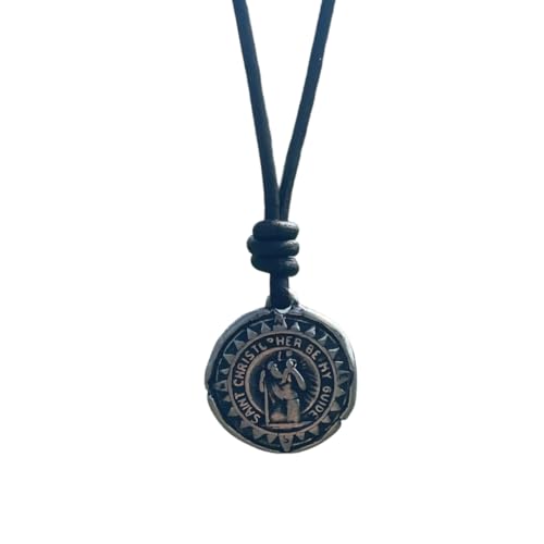 St Christopher Silver Necklace - Mens Saint Pendant Travelers, Gift Religious Jewelry, Protection...