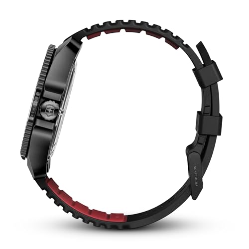 Victorinox Rubber Journey 1884, Swiss Made Men's Analog Watch, Black Dial, 43 Mm, Water Resistant Up To 200 M, Quartz Movement, Stainless Steel Case, Wrist Watch For Men | 241982, Band Color:Black