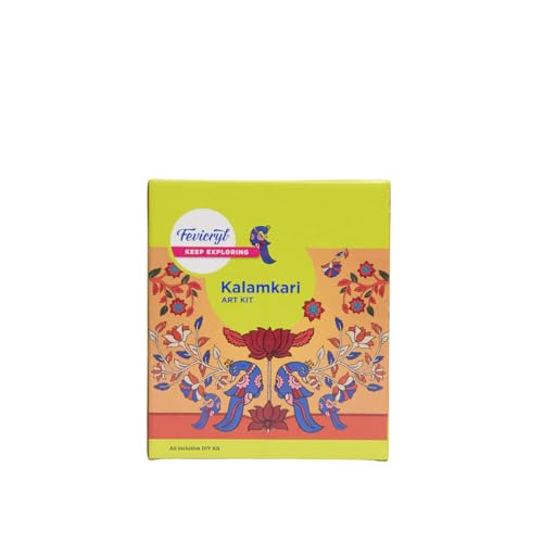 Image of Fevicryl Kalamkari Mini Art Kit | All-Inclusive DIY Kit with Wooden Coasters, Acrylic Colours, Brush l Paint Your Own Coasters | for Artists, Students, Hobbyists & Gifting | Ideal for Age 14 +